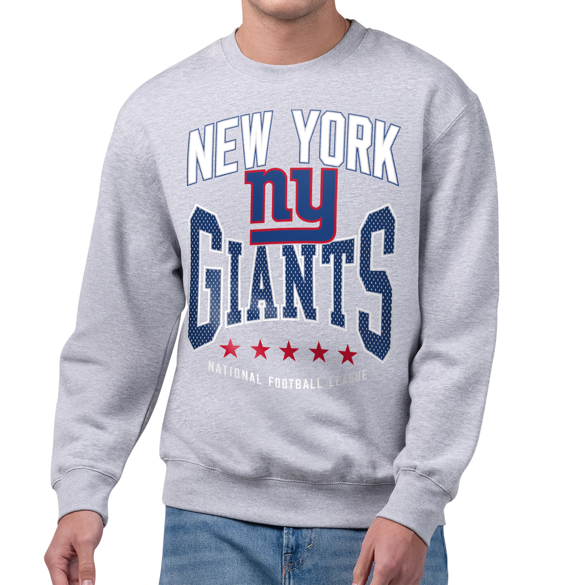 Men's Starter Gray New York Giants Center Squeeze Tri-Blend Sweatshirt