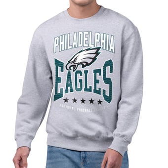 Men's Starter Gray Philadelphia Eagles Center Squeeze Tri-Blend Sweatshirt