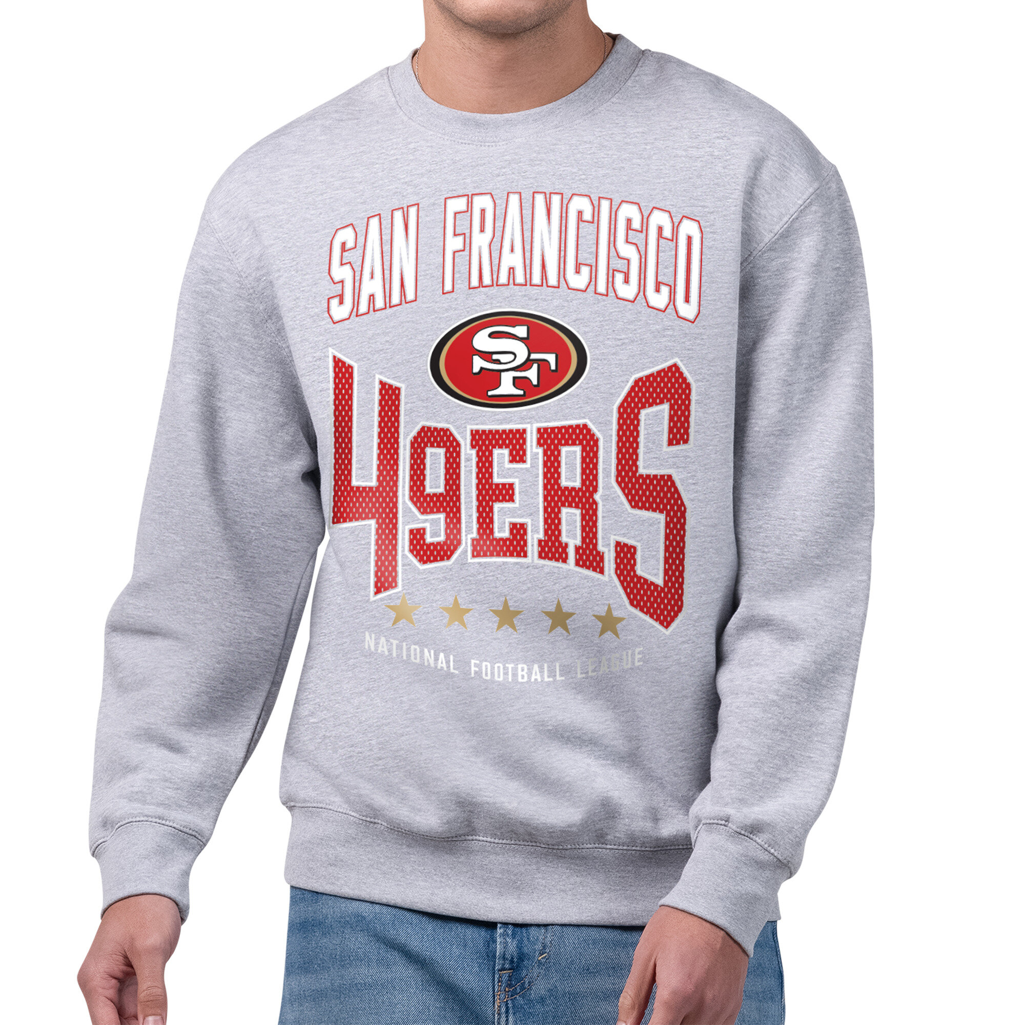 Men's Starter Gray San Francisco 49ers Center Squeeze Tri-Blend Sweatshirt