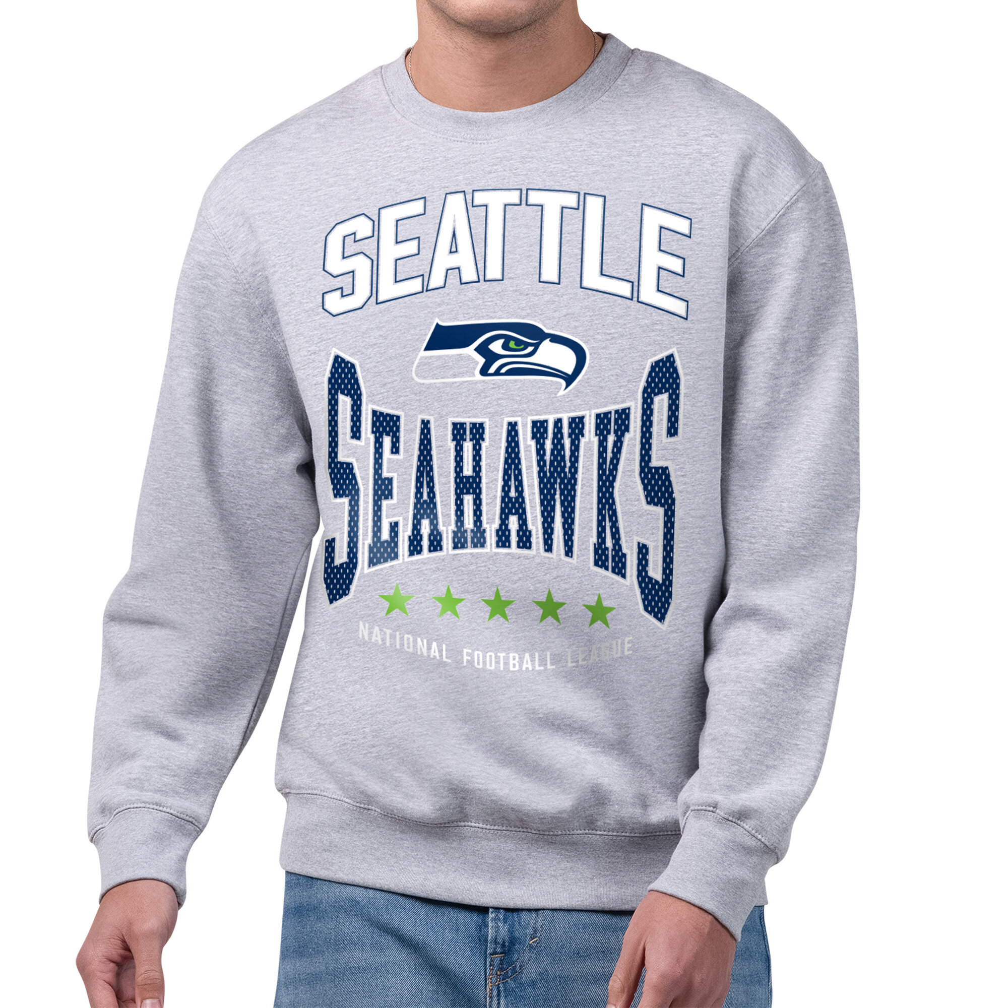 Men's Starter Gray Seattle Seahawks Center Squeeze Tri-Blend Sweatshirt
