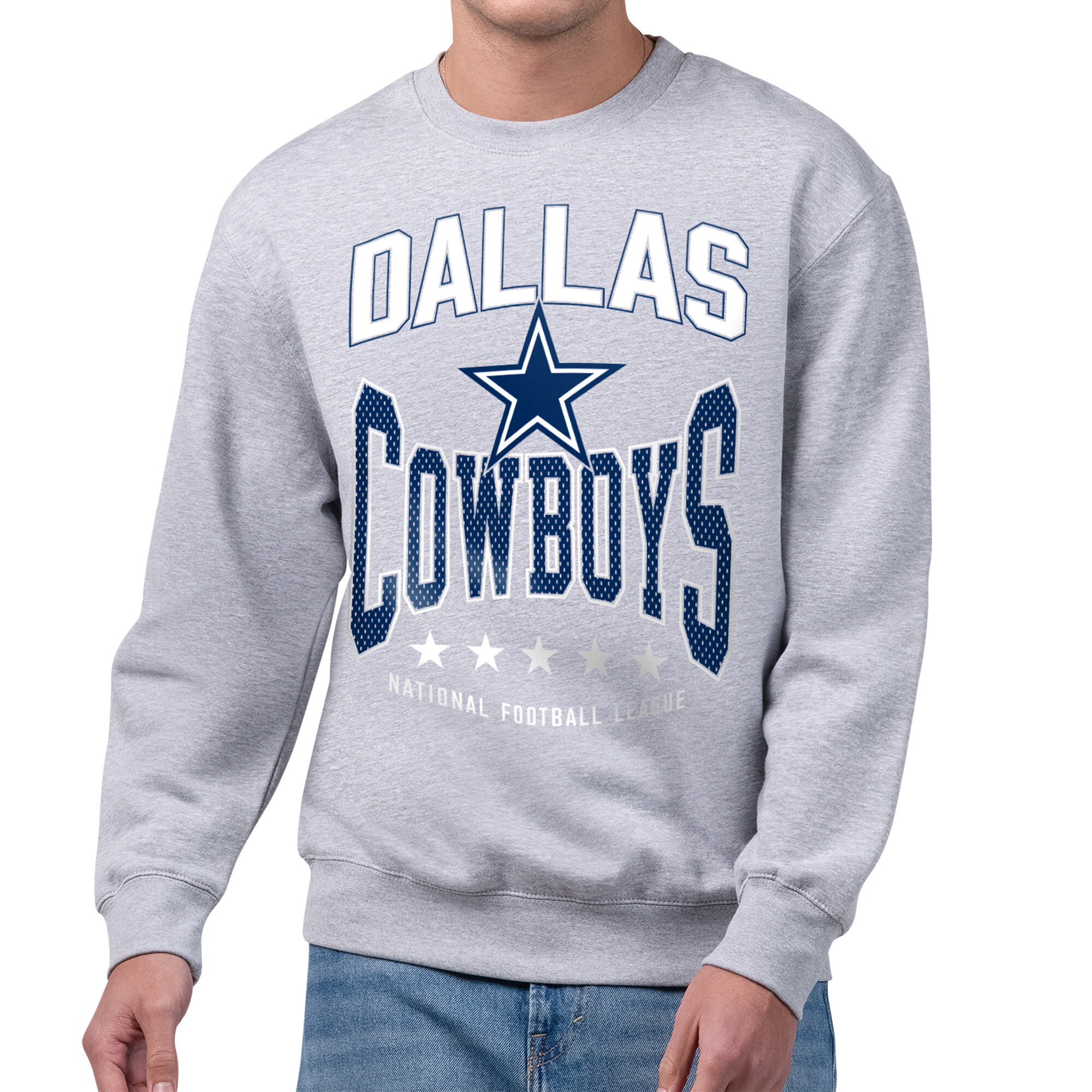 Men's Starter Gray Dallas Cowboys Center Squeeze Tri-Blend Sweatshirt