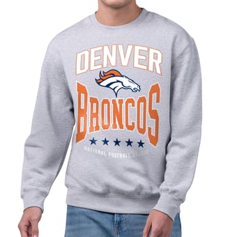 Men's Starter Gray Denver Broncos Center Squeeze Tri-Blend Sweatshirt