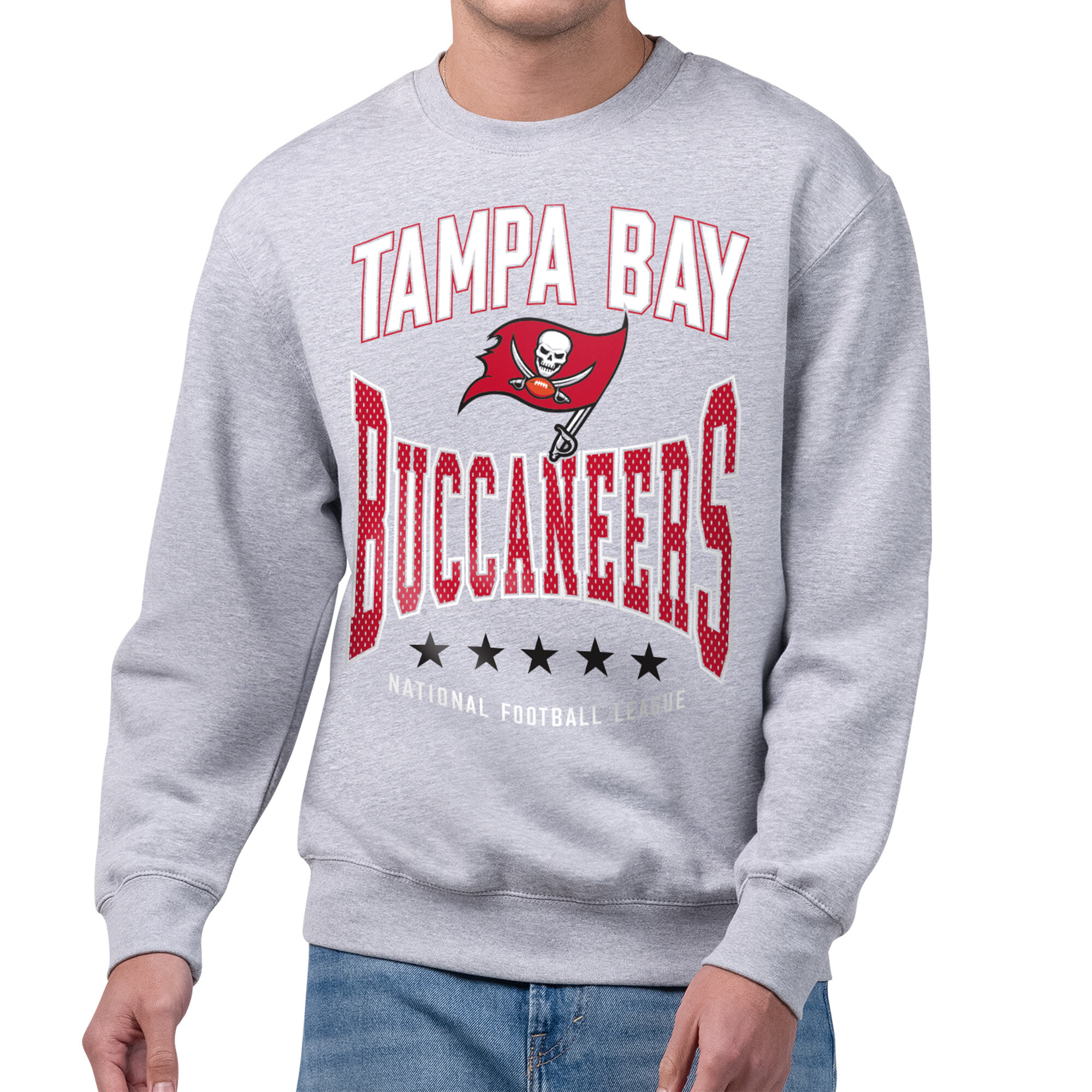 Men's Starter Gray Tampa Bay Buccaneers Center Squeeze Tri-Blend Sweatshirt