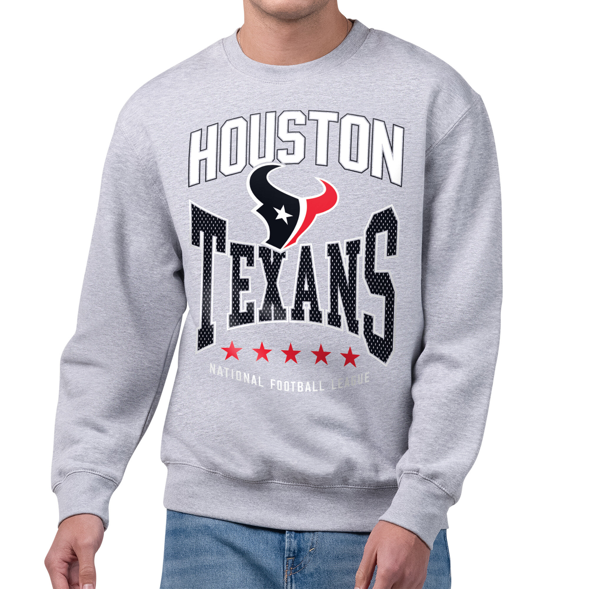 Men's Starter Gray Houston Texans Center Squeeze Tri-Blend Sweatshirt