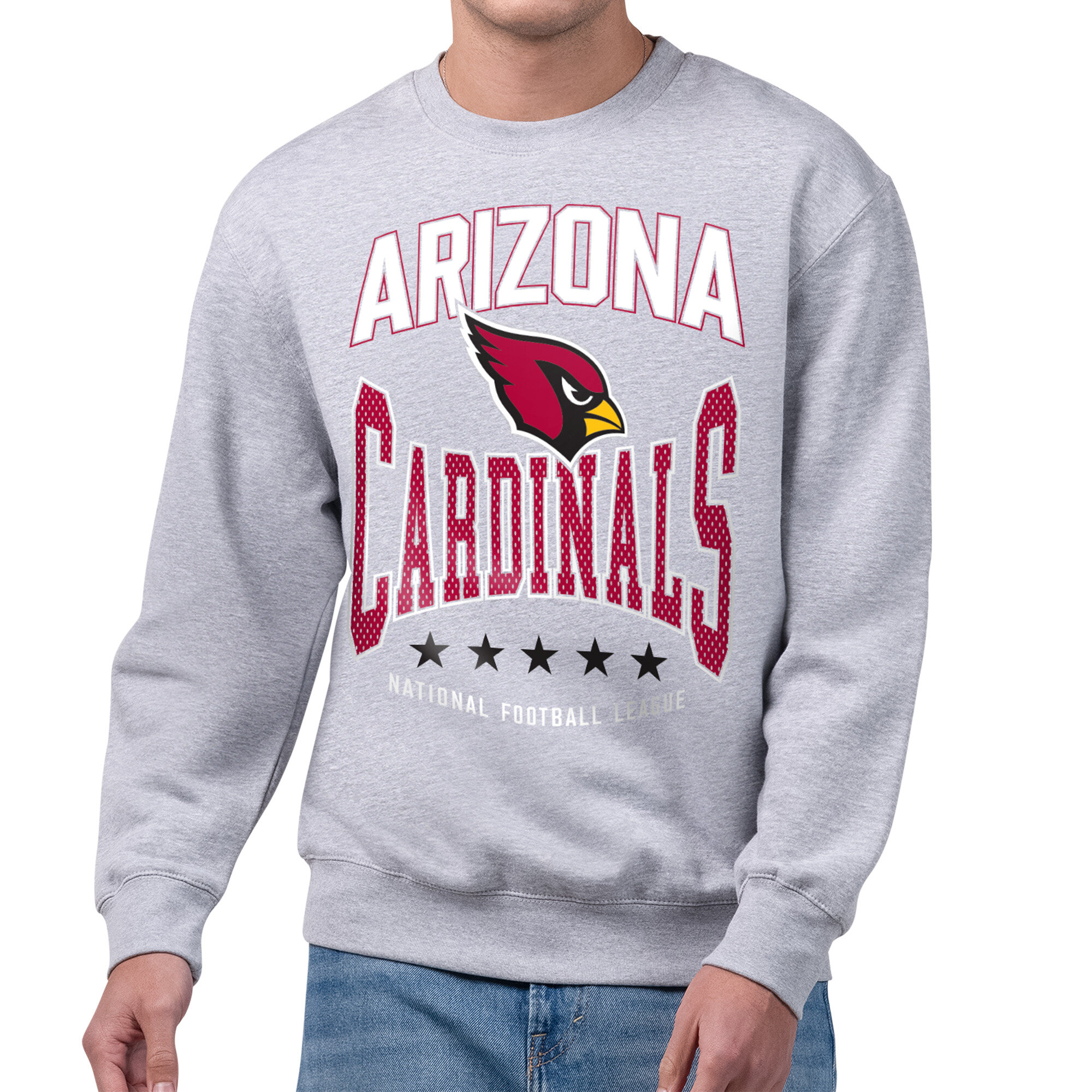 Men's Starter Gray Arizona Cardinals Center Squeeze Tri-Blend Sweatshirt