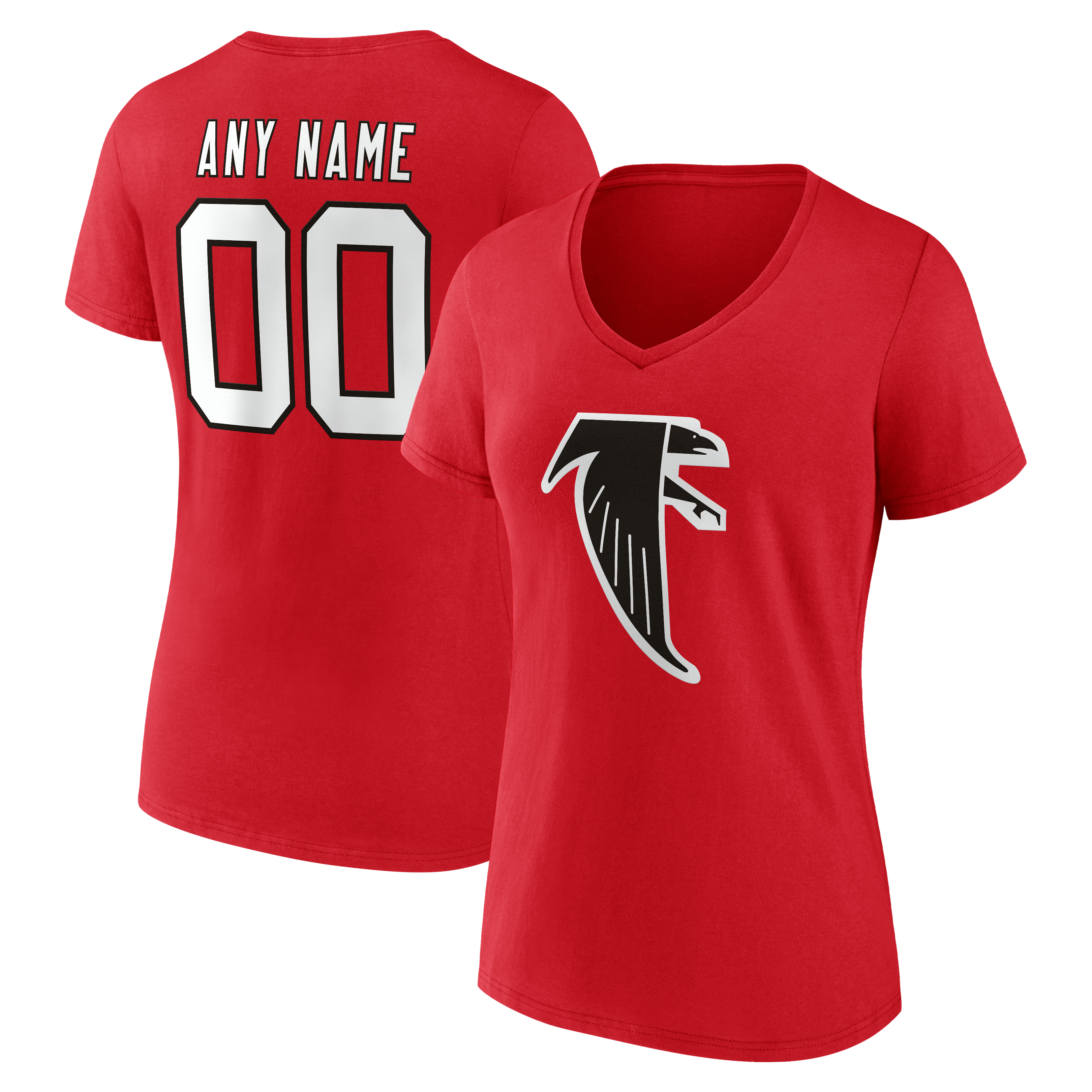 Women's Atlanta Falcons Team Authentic Classic Personalized Name & Number V-Neck T-Shirt