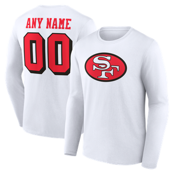 Men's White San Francisco 49ers Team Authentic Classic Personalized Name & Number Long Sleeve T-Shirt