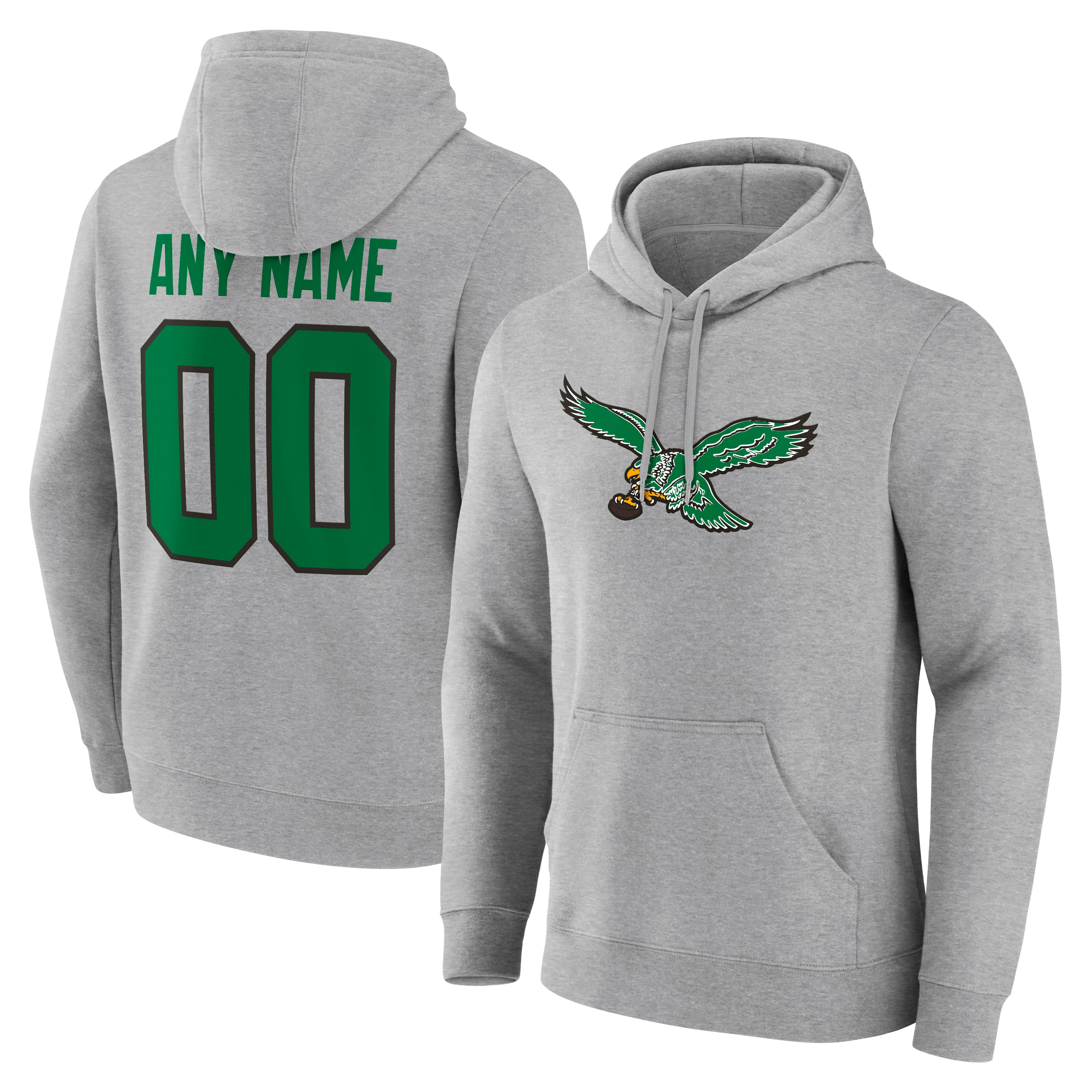 Men's Gray Philadelphia Eagles  Team Authentic Classic Personalized Name & Number Hoodie