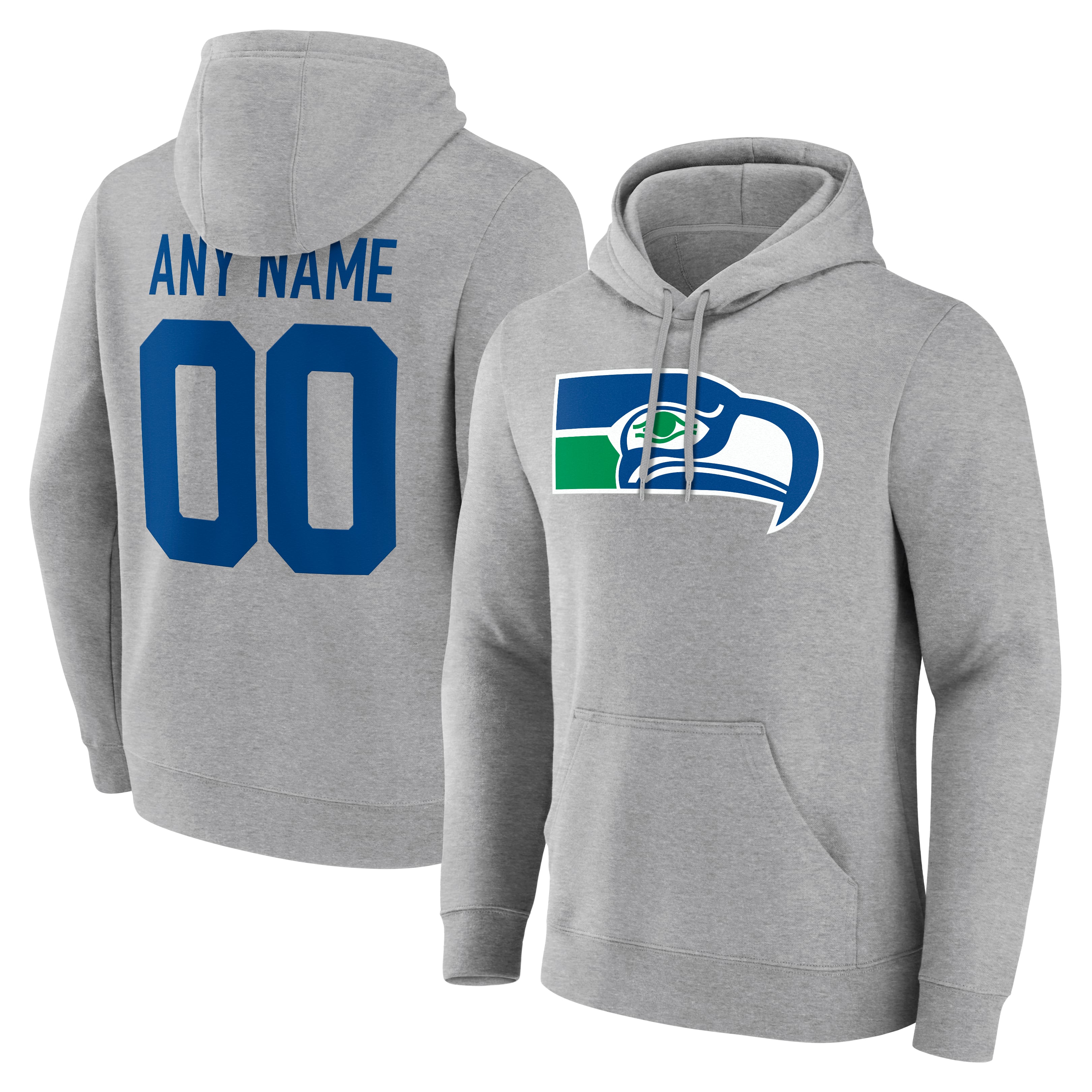 Men's Gray Seattle Seahawks  Team Authentic Classic Personalized Name & Number Hoodie