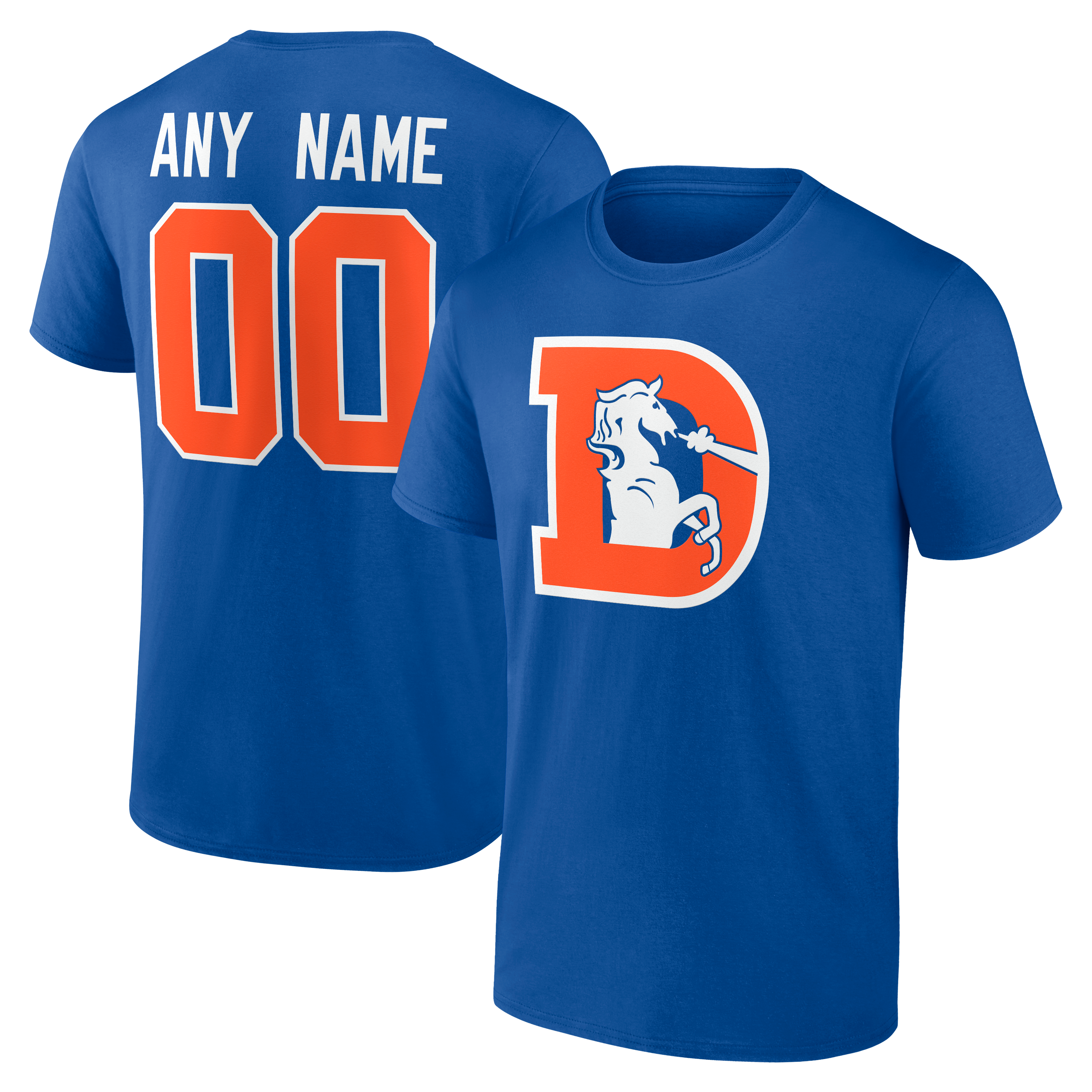 Men's Royal Denver Broncos Big & Tall Team Authentic Classic Personalized Name & Number T-Shirt