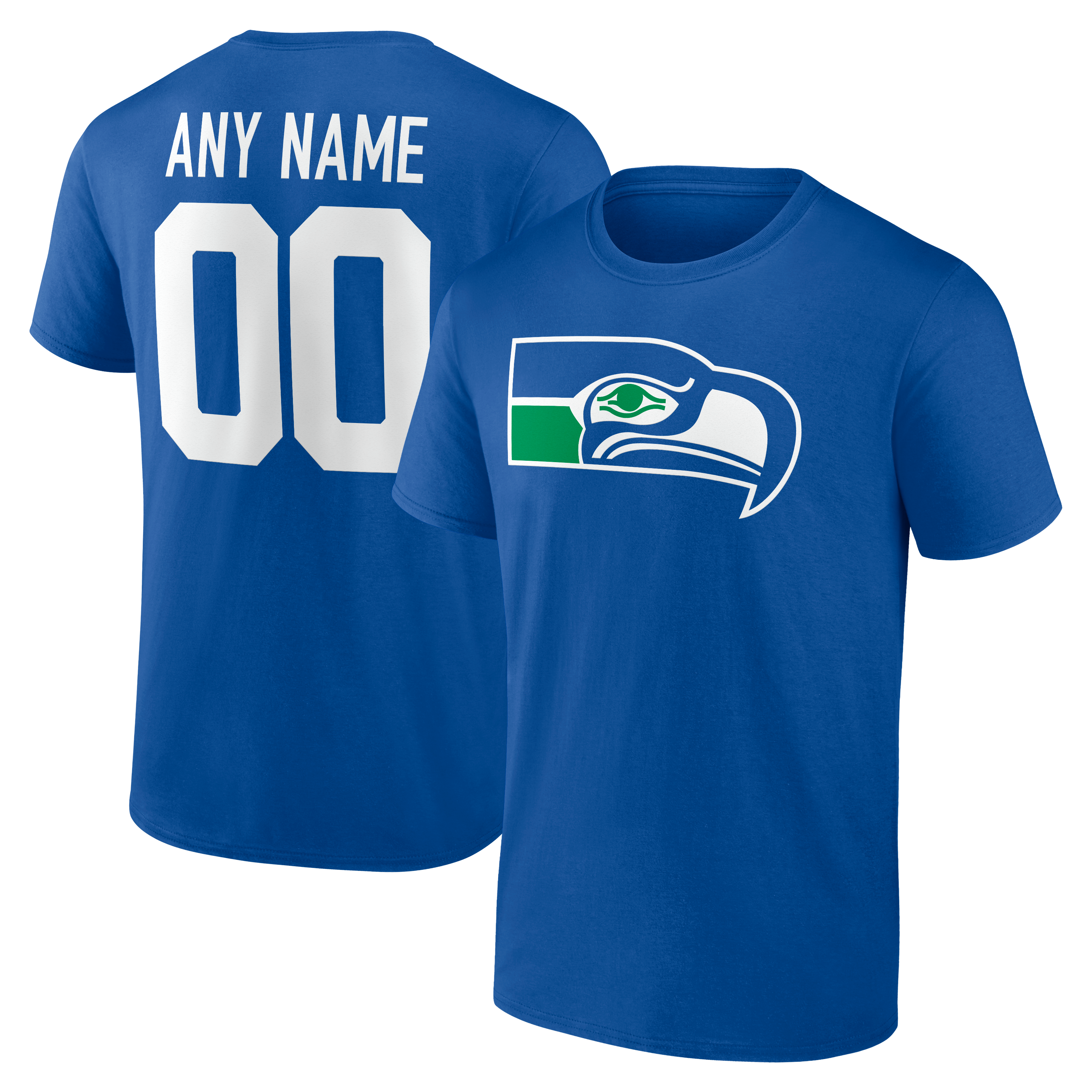 Men's Royal Seattle Seahawks Big & Tall Team Authentic Classic Personalized Name & Number T-Shirt
