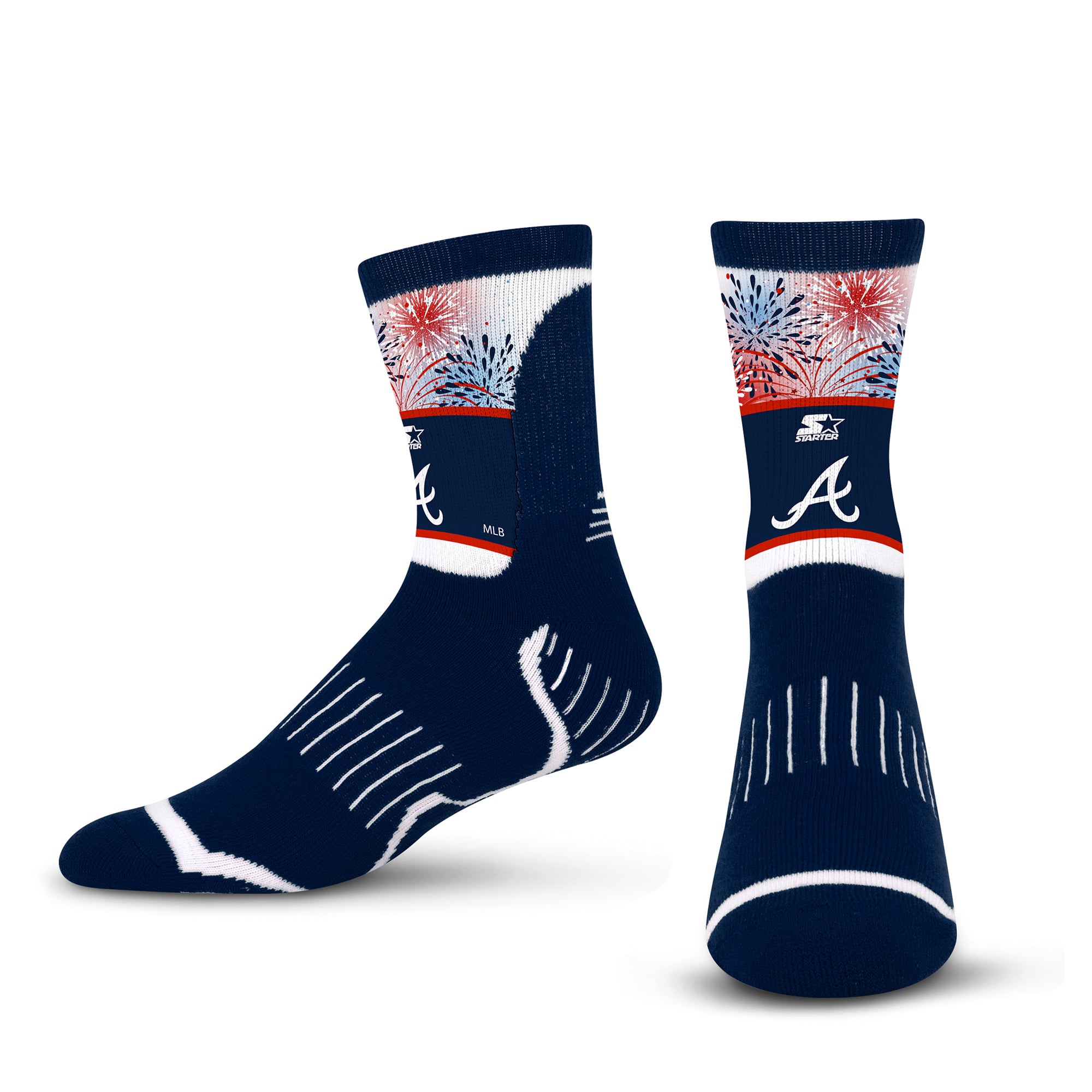 Unisex Starter  Navy Atlanta Braves Americana Fireworks Quarter-Length Socks