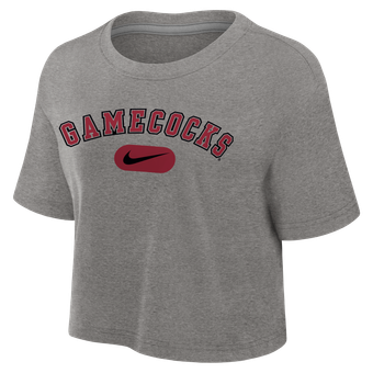 Women's Nike Heather Gray South Carolina Gamecocks Dri-FIT Cropped T-Shirt