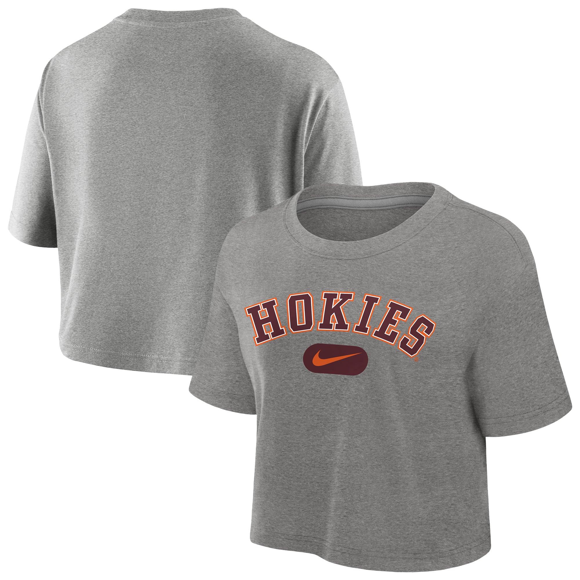 Women's Nike Gray Virginia Tech Hokies Dri-FIT Cropped T-Shirt