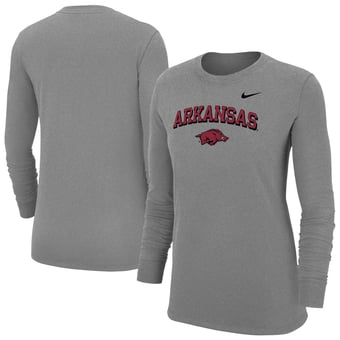Women's Nike Heather Gray Arkansas Razorbacks Core Long Sleeve T-Shirt