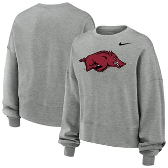 Women's Nike Heather Gray Arkansas Razorbacks Phoenix Fleece Pullover Sweatshirt