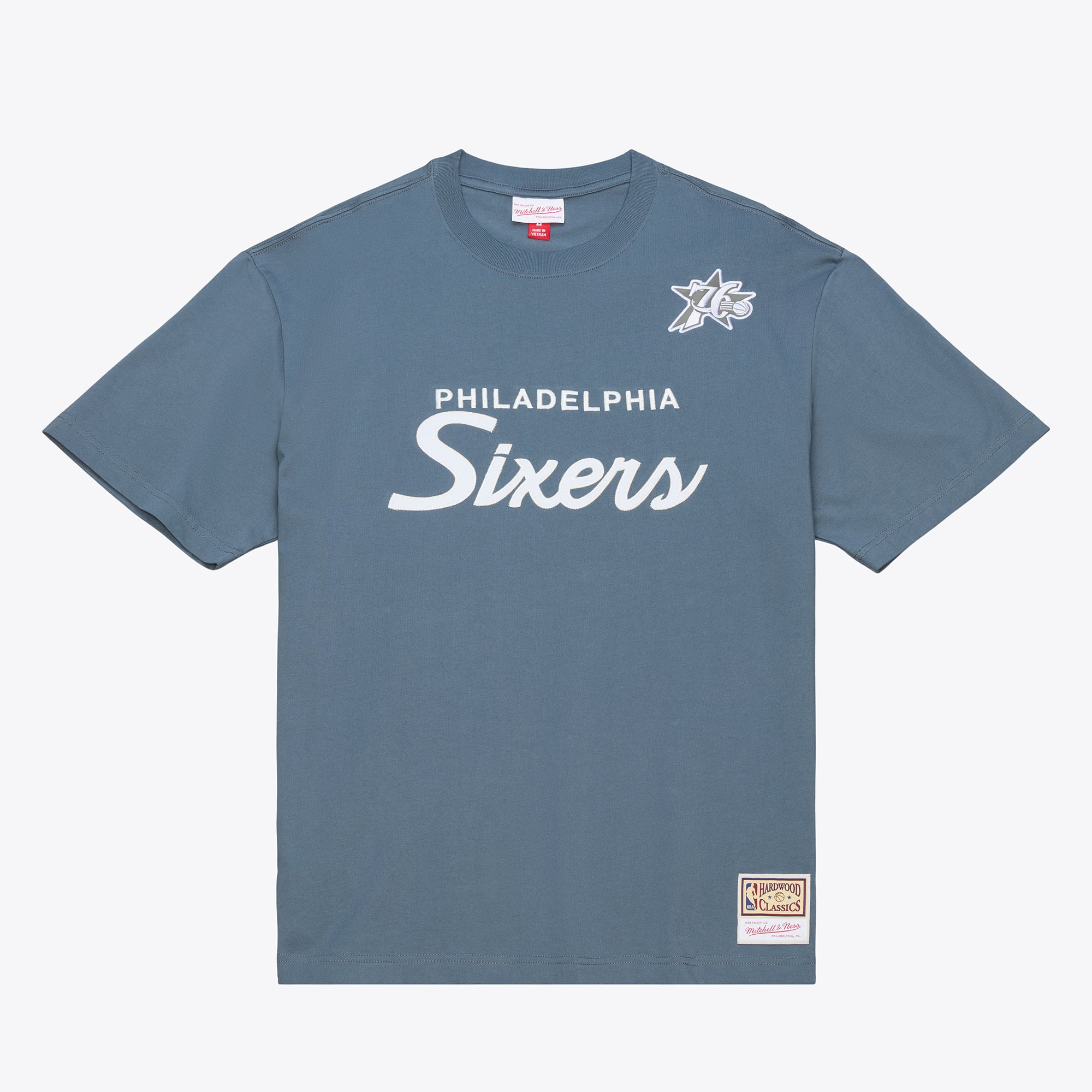 Men's Mitchell & Ness  Gray Philadelphia 76ers Thunderstorm Short Sleeve T-Shirt