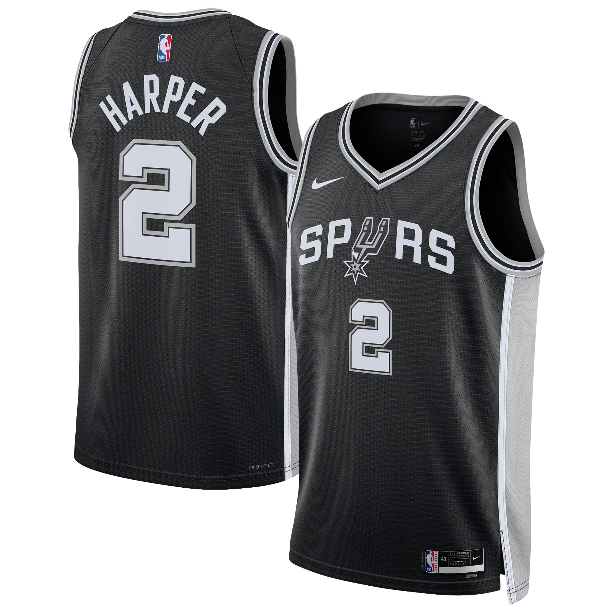 Unisex Nike Dylan Harper Black San Antonio Spurs Swingman Jersey - Icon Edition