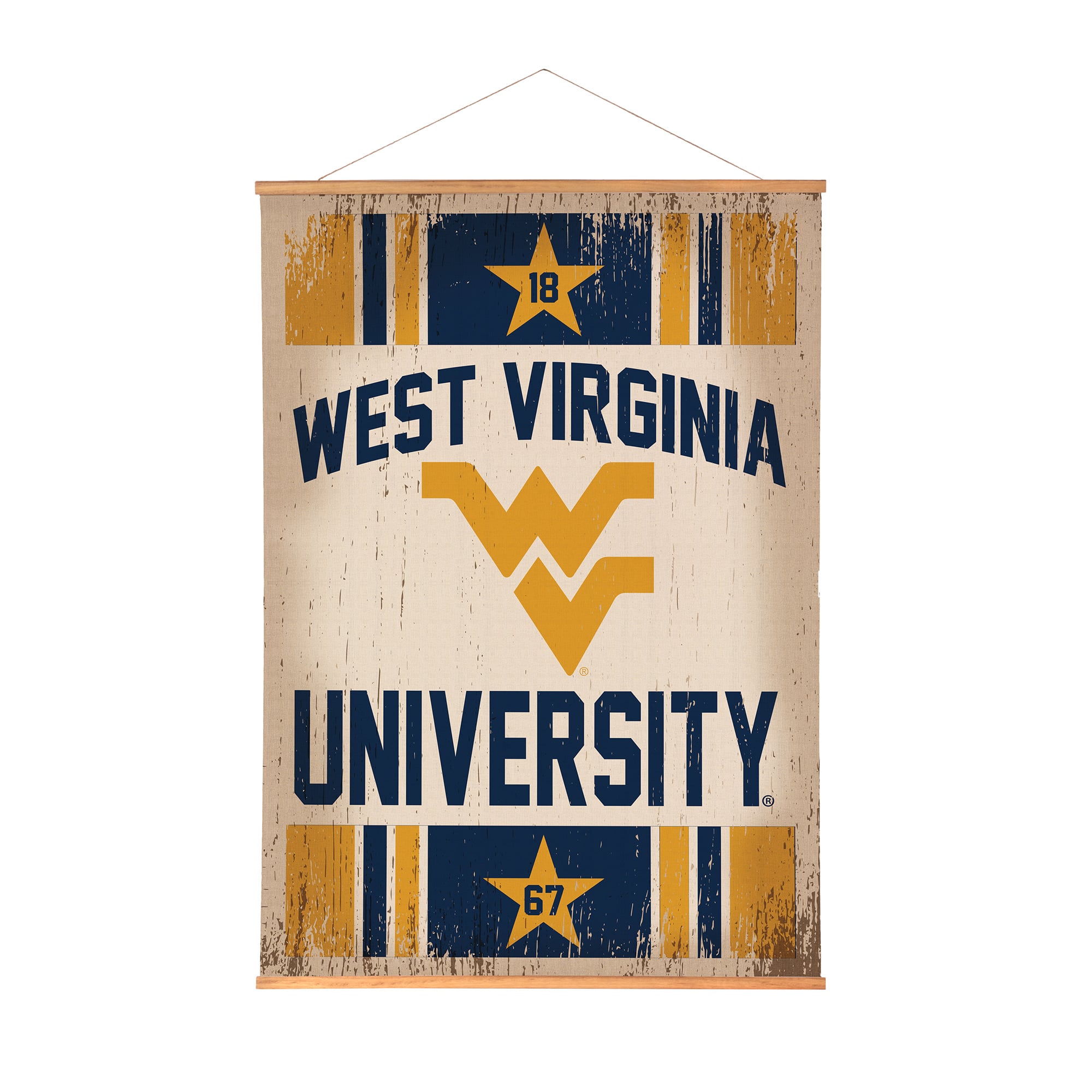 West Virginia Mountaineers 36" x 54" Large Canvas Wall Art Tapestry with Wood Frame