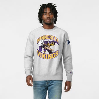 Men's Disney x Champion Heather Gray Minnesota Vikings Thor Reverse Weave Sweatshirt