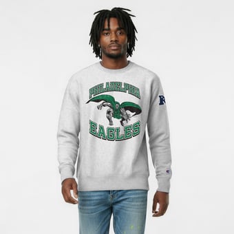 Men's Disney x Champion Heather Gray Philadelphia Eagles Doctor Doom Reverse Weave Sweatshirt