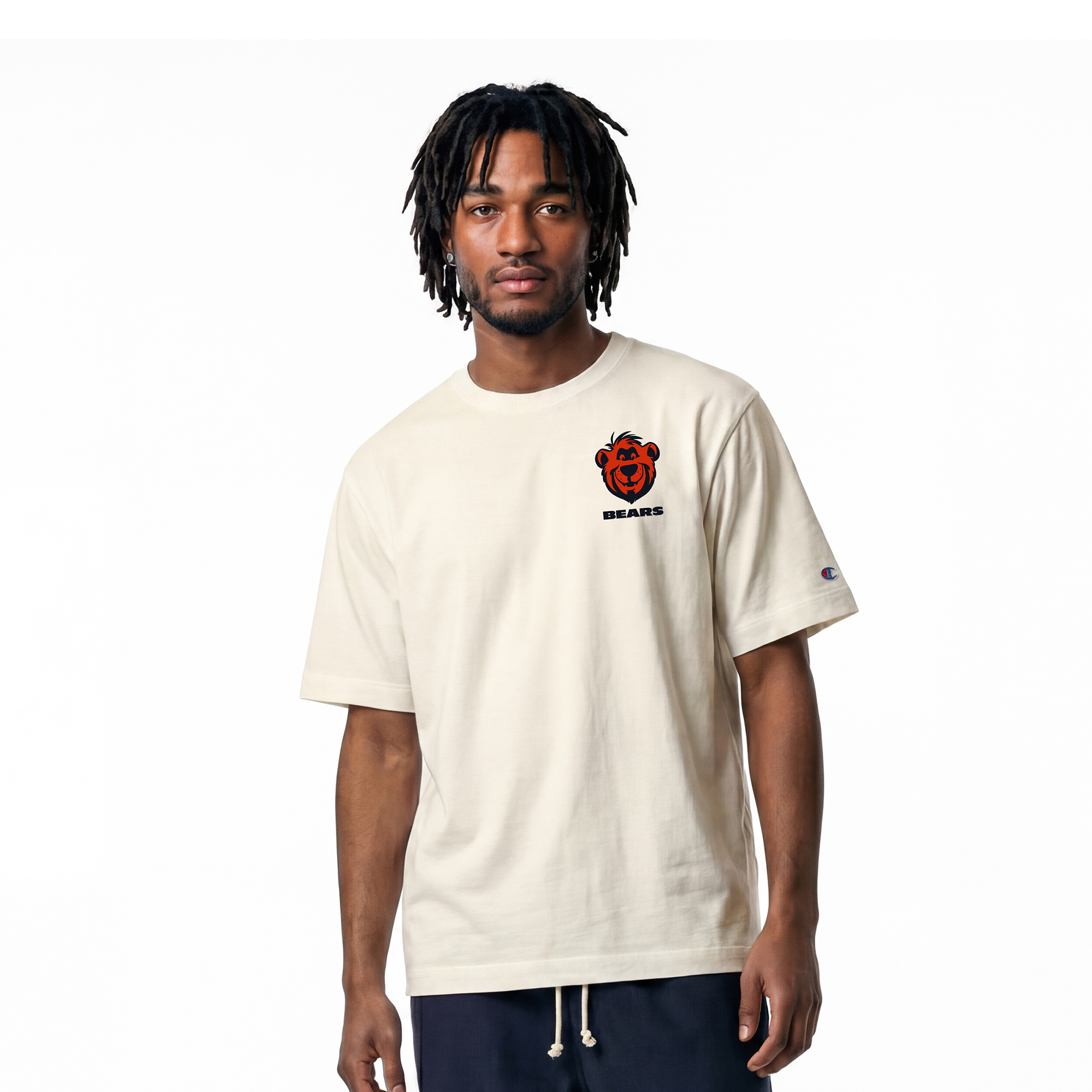 Men's Disney x Champion Cream Chicago Bears Baloo Heavyweight T-Shirt