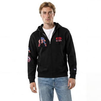 Men's Disney x Champion Black New England Patriots Captain America All-Star Full-Zip Hoodie