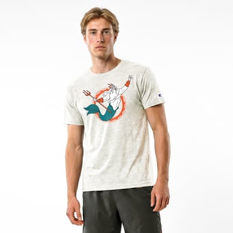 Men's Disney x Champion Cream Miami Dolphins King Triton Tri-Blend T-Shirt