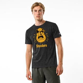 Men's Disney x Champion Charcoal Pittsburgh Steelers Pete Tri-Blend T-Shirt