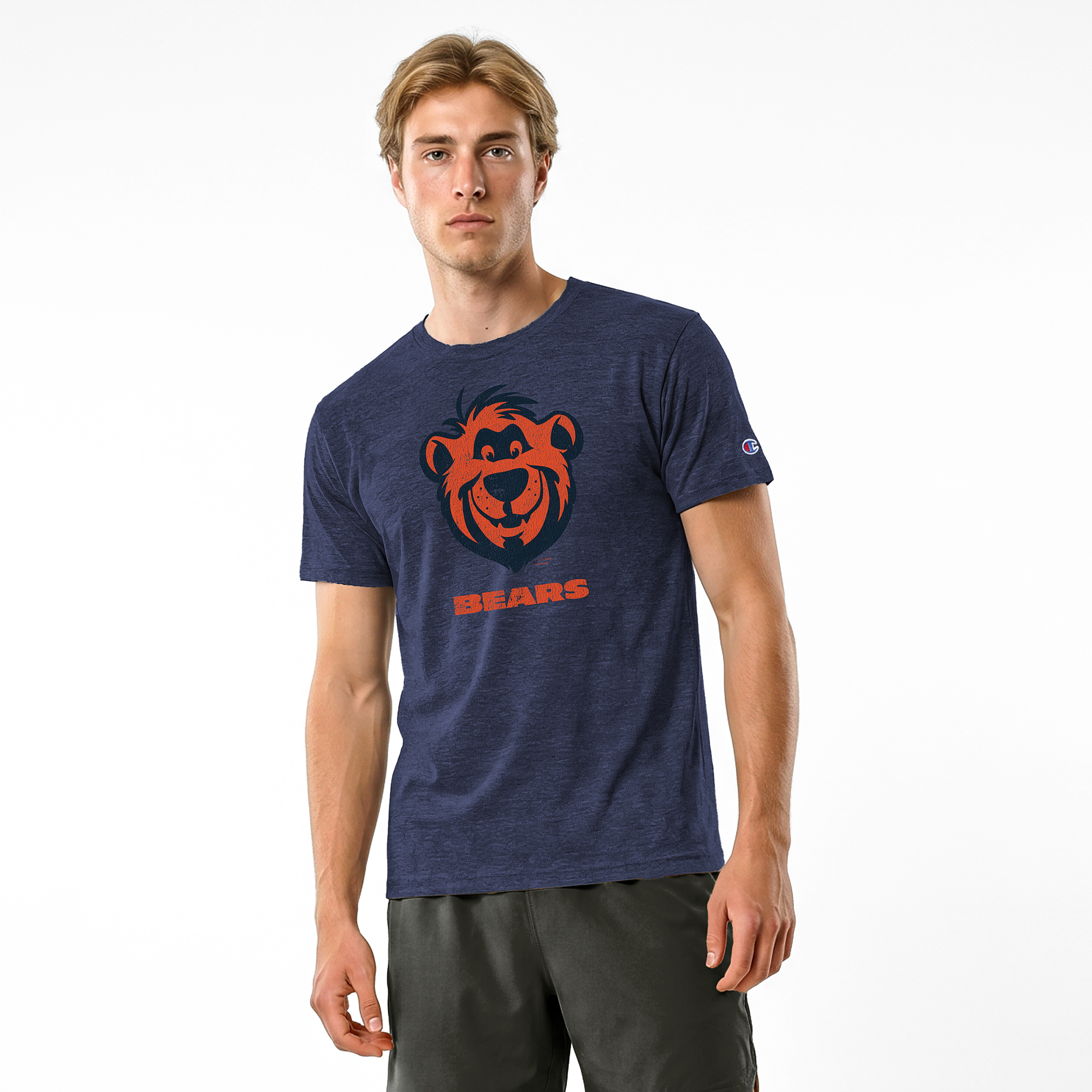 Men's Disney x Champion Athletic Navy Chicago Bears Baloo Tri-Blend T-Shirt