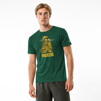 Men's Disney x Champion Green Green Bay Packers Chewbacca Tri-Blend T-Shirt