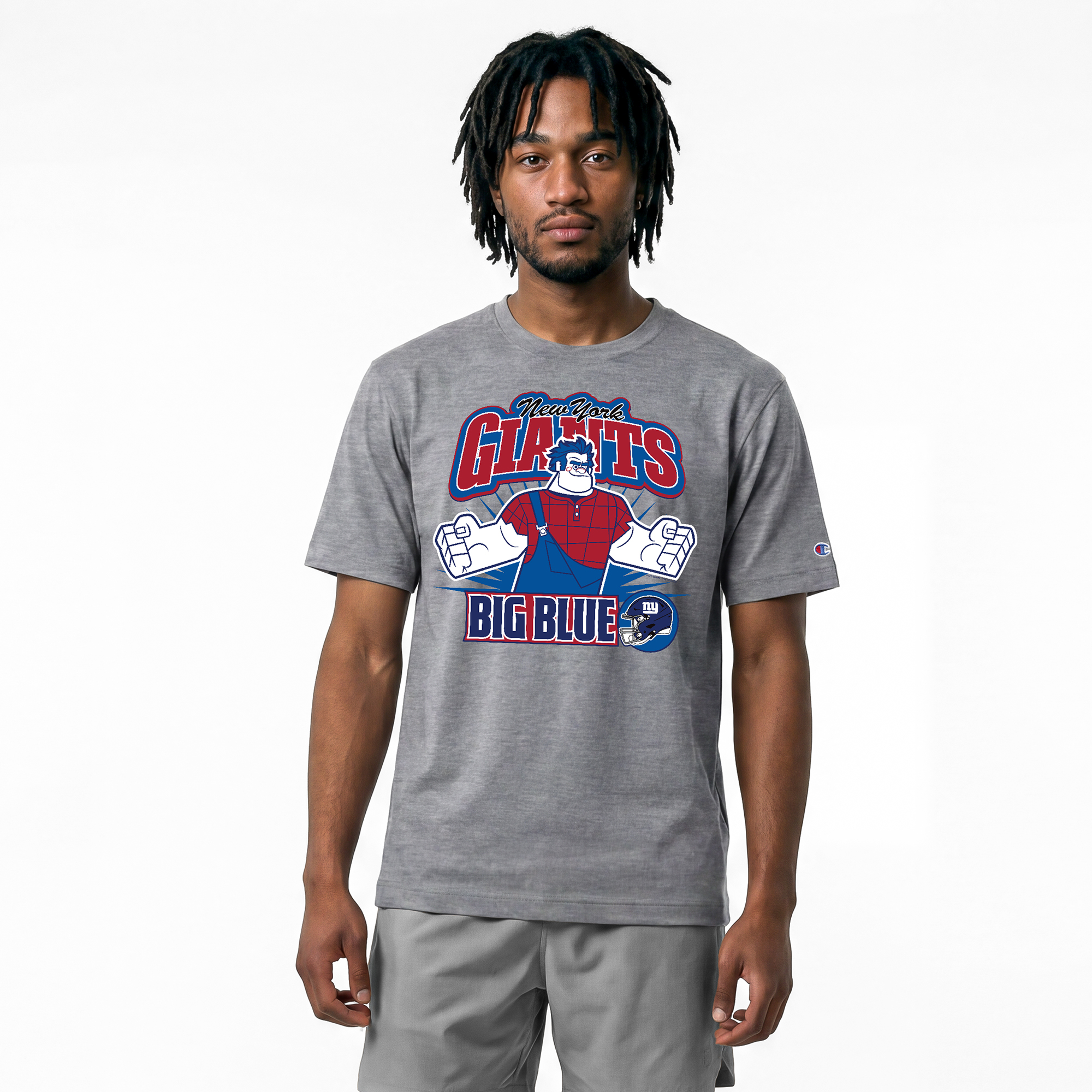 Men's Disney x Champion Gray New York Giants Wreck-It Ralph All-Star T-Shirt