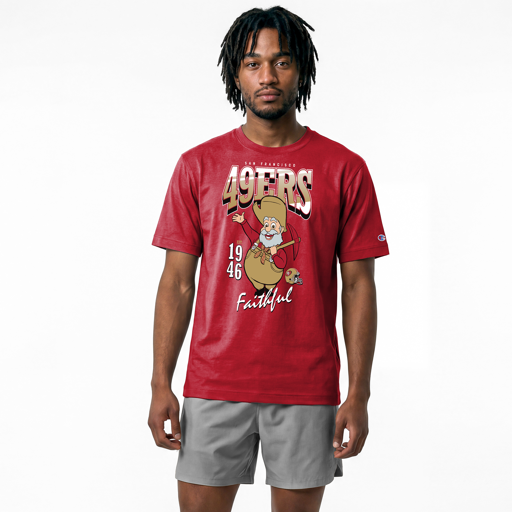 Men's Disney x Champion Scarlet San Francisco 49ers Stinky Pete All-Star T-Shirt