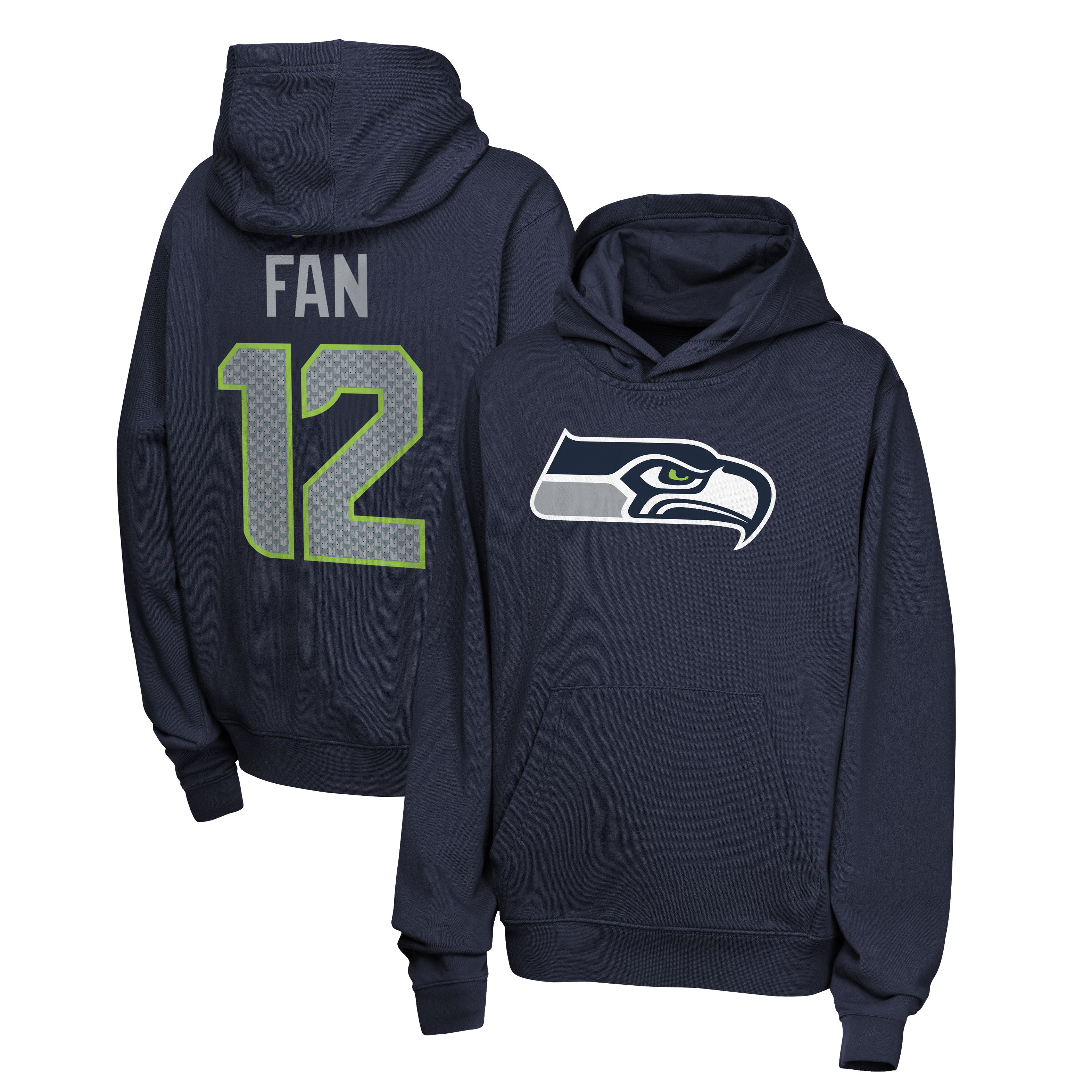 Nike Big Boys' and Girls' Fan 12 College Navy Seattle Seahawks Name & Number Club Fleece Hoodie - College Navy