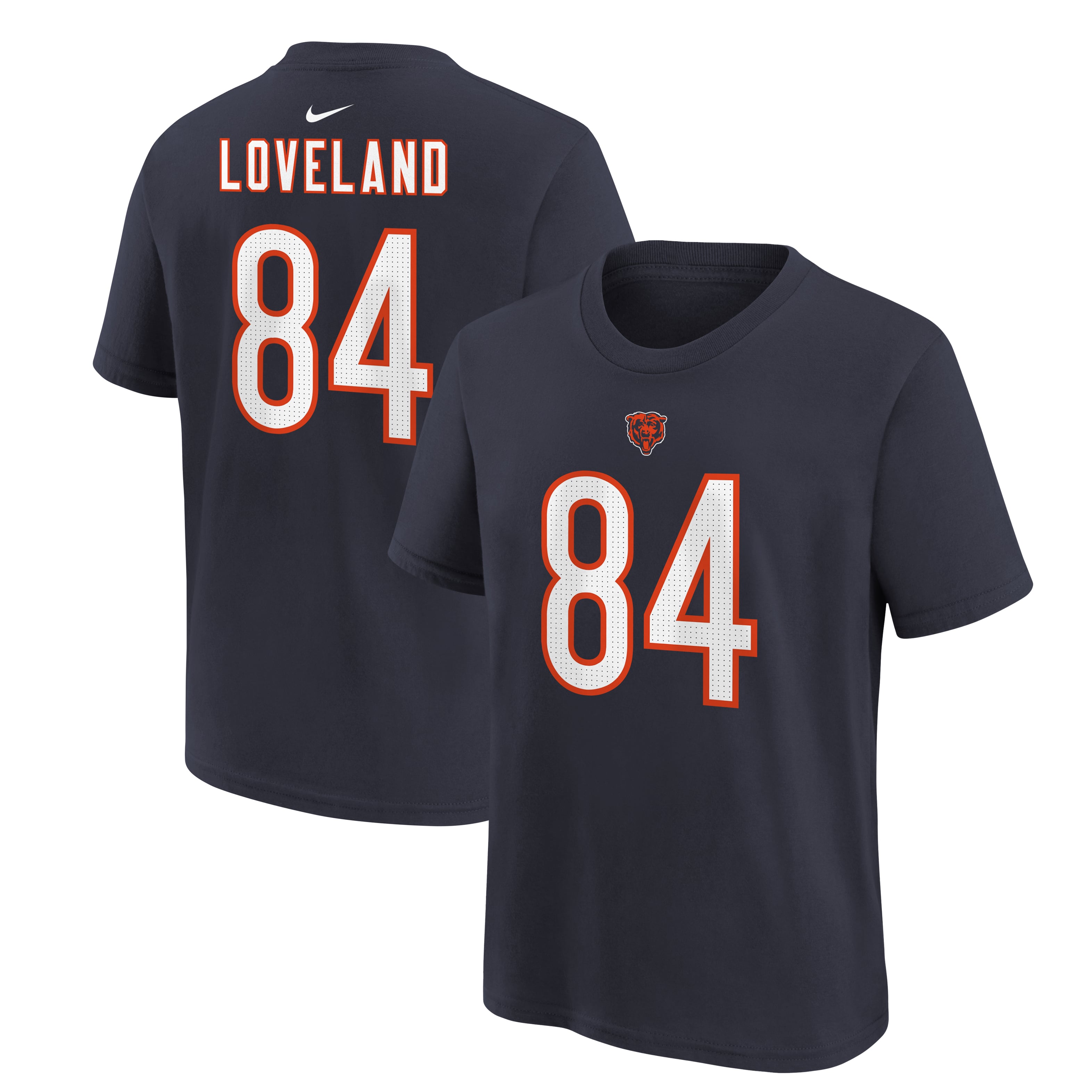 Youth Nike Colston Loveland Navy Chicago Bears Player Name & Number T-Shirt