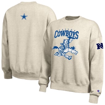 Women's Disney x Champion  Oatmeal Dallas Cowboys All-Star Fleece Crew Sweatshirt