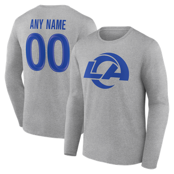 Men's Gray Los Angeles Rams  Team Authentic Personalized Name & Number Long Sleeve T-Shirt