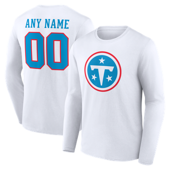 Men's White Tennessee Titans Team Authentic Personalized Name & Number Long Sleeve T-Shirt
