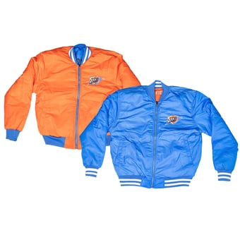 Unisex FISLL  Blue/Orange Oklahoma City Thunder Reversible Full-Zip Flight Jacket