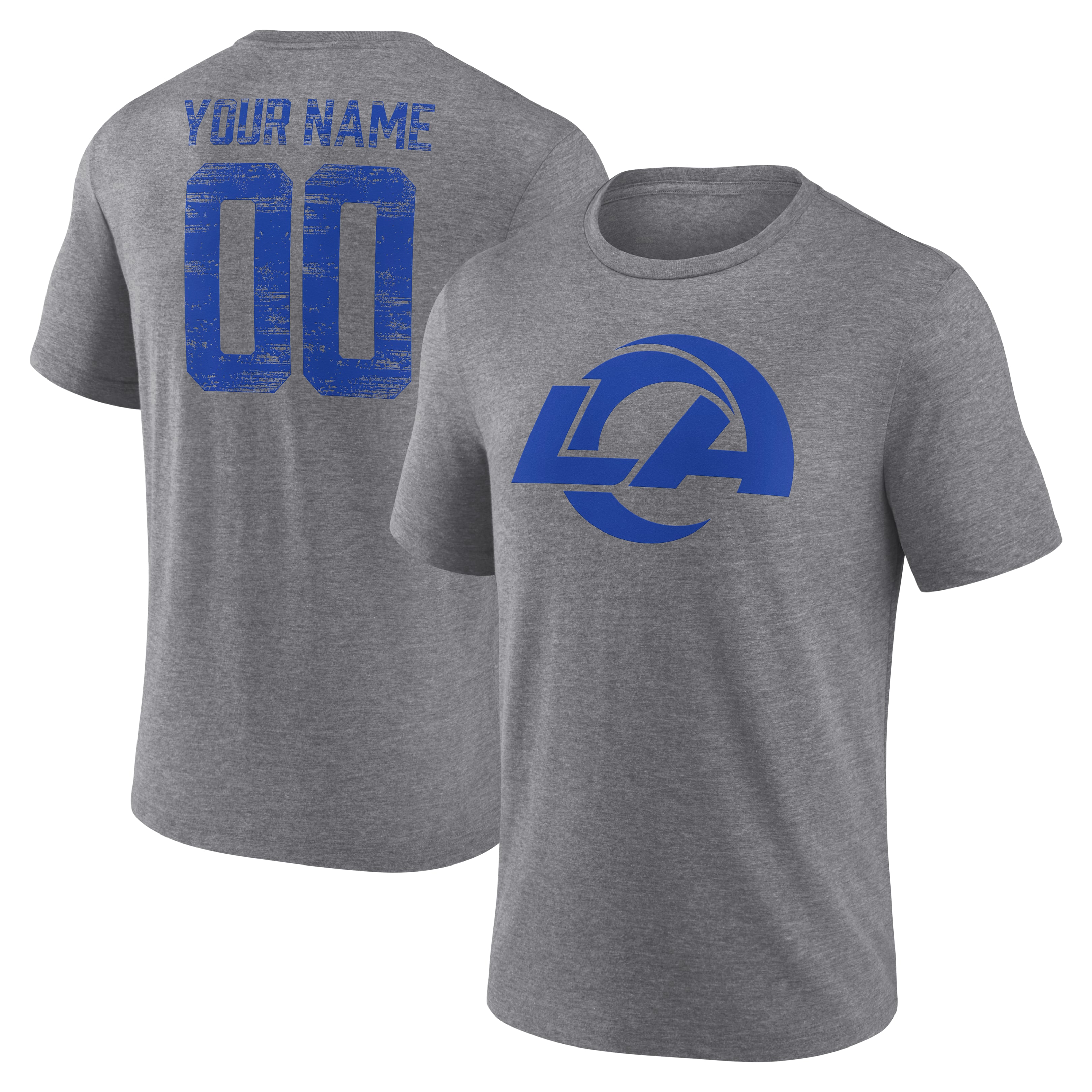 Men's  Gray Los Angeles Rams Heritage Personalized Name & Number Tri-Blend T-Shirt