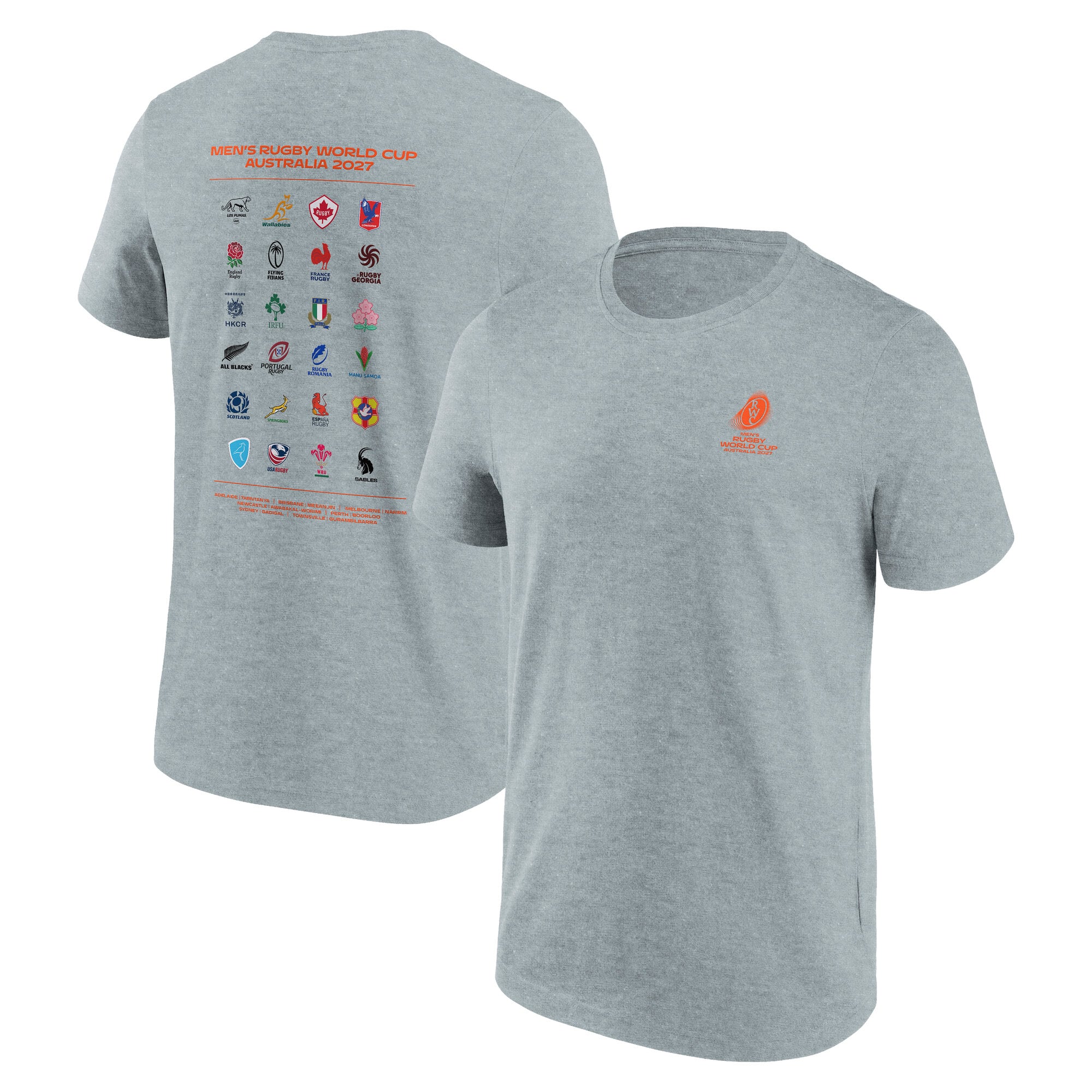 Rugby World Cup 2027 Unions Graphic T-Shirt - Grey: retailer-supplied image