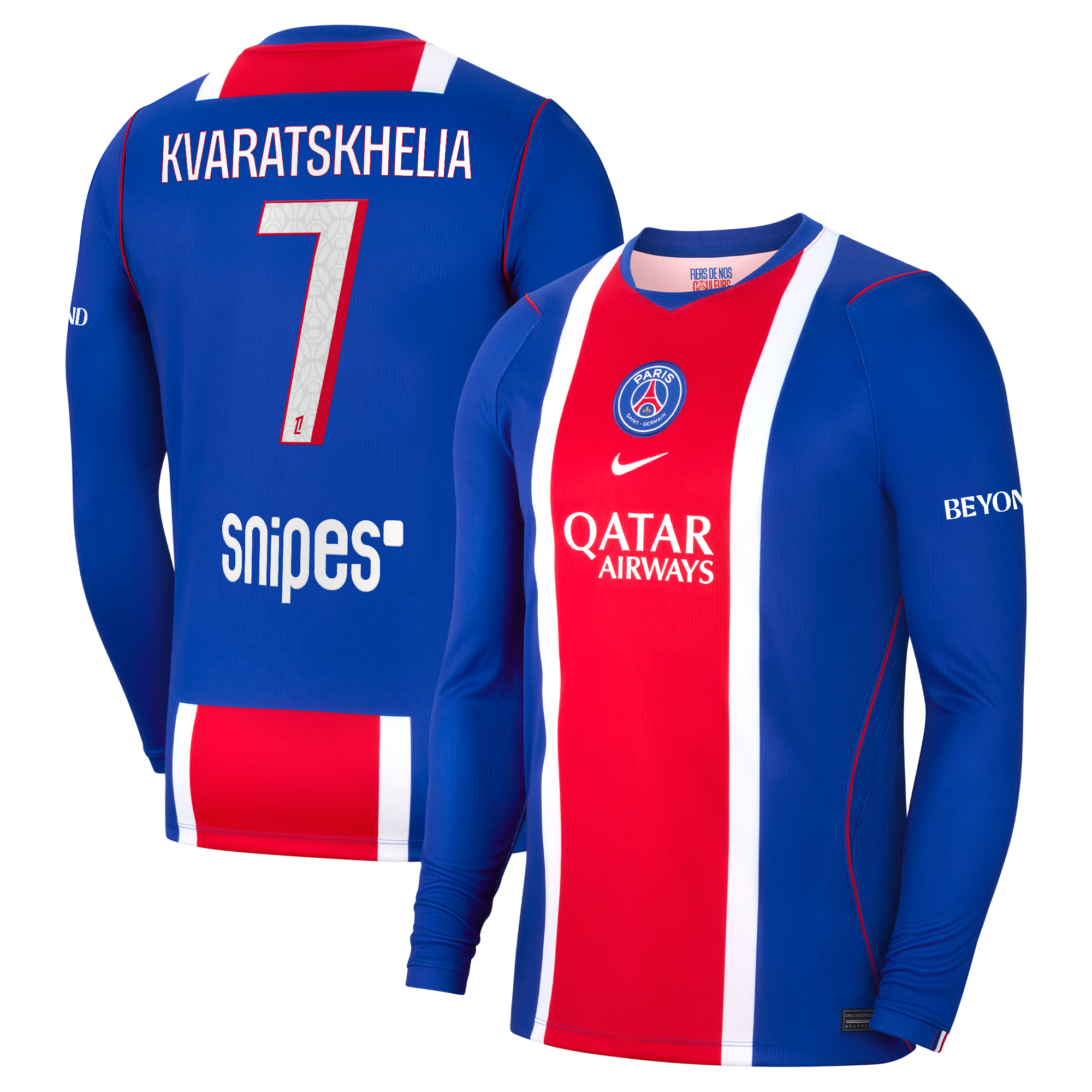 PSG Nike Stadium Heimtrikot 2026-27 - Langarm mit Aufdruck Kvaratskhelia 7