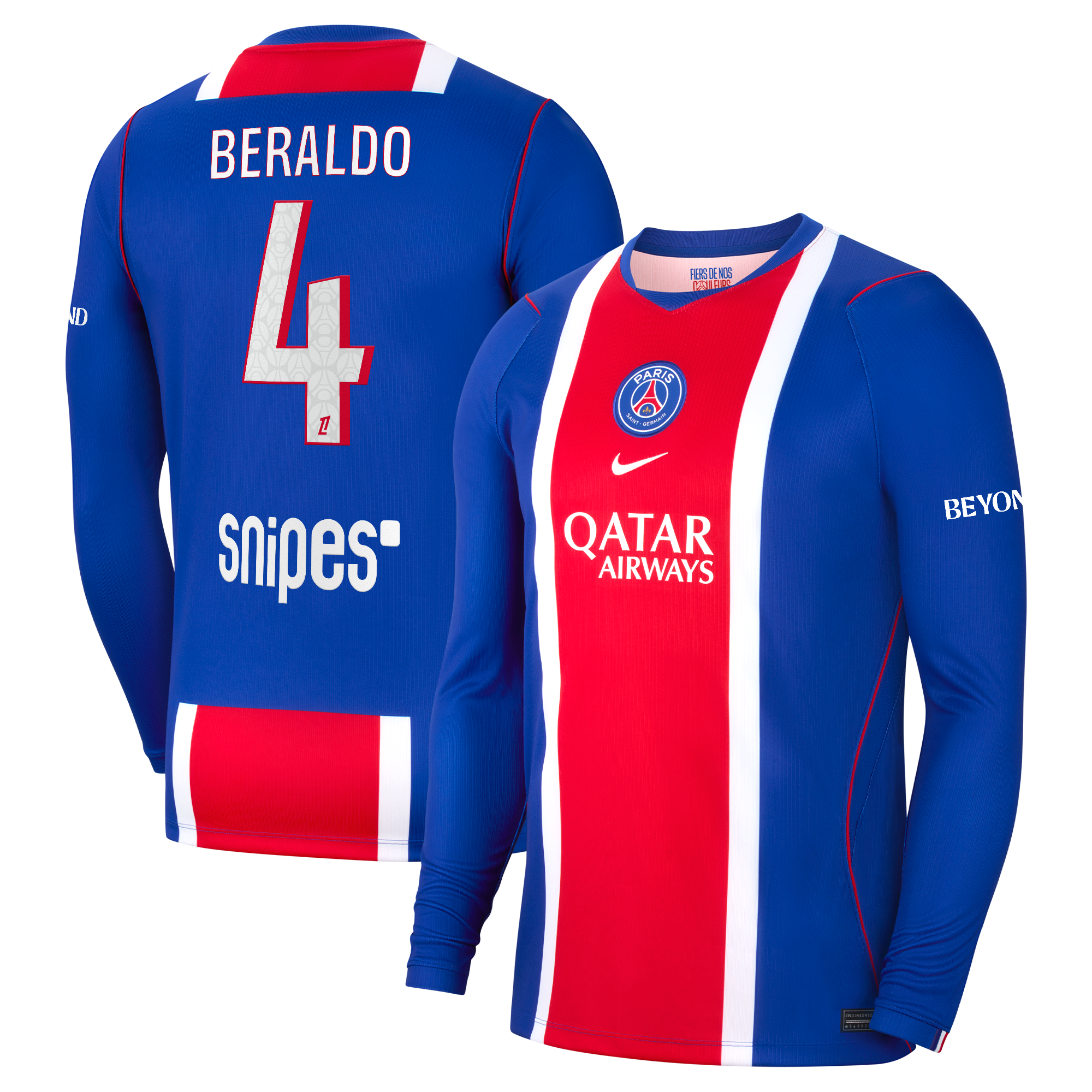 Maillot Domicile Stadium PSG Nike 26/27 - Manches longues avec flocage Beraldo 4