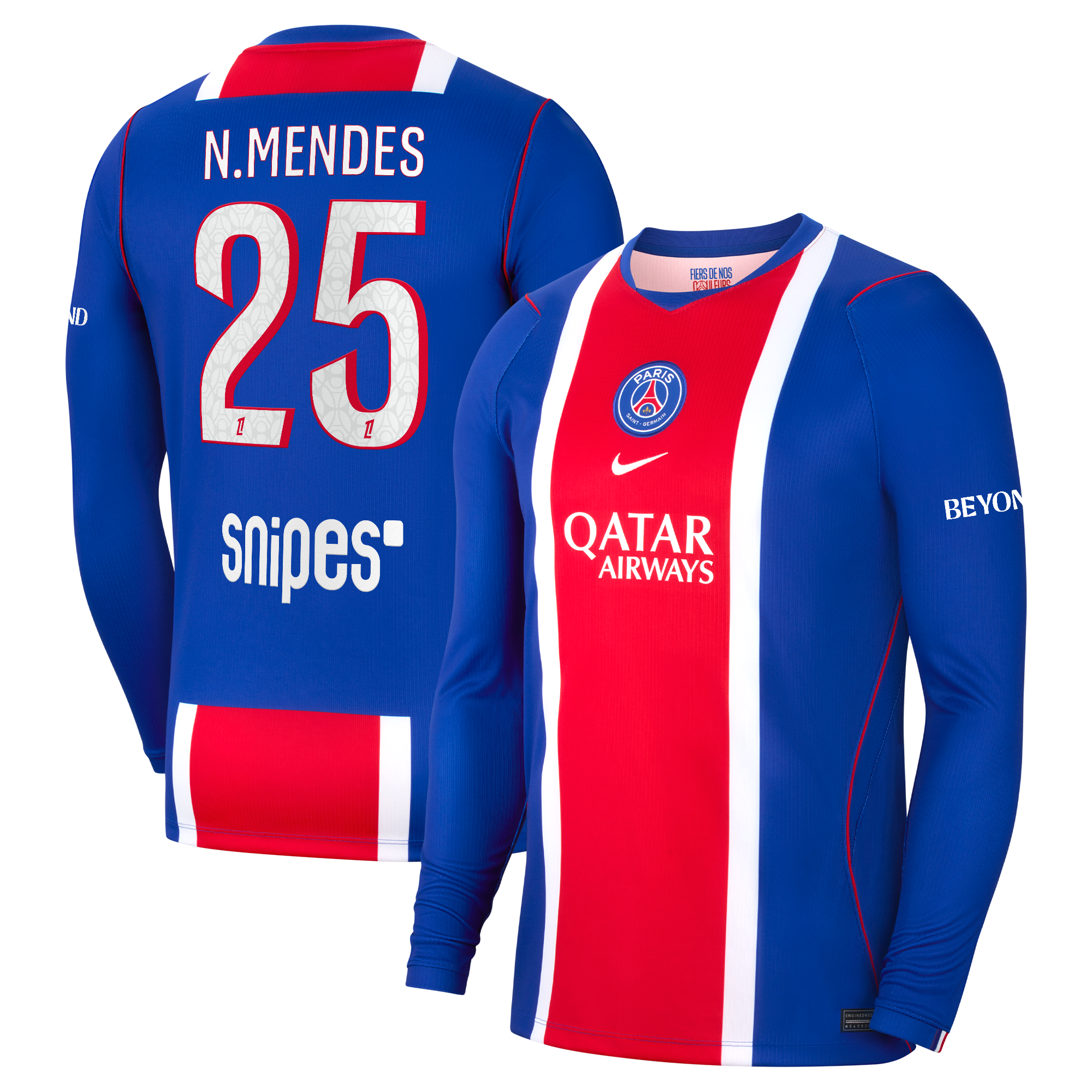 Maillot Domicile Stadium PSG Nike 26/27 - Manches longues avec flocage N.Mendes 25