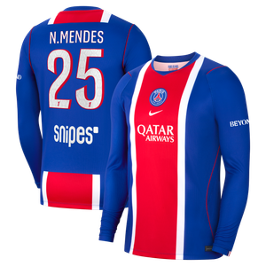 Maillot Domicile Stadium PSG Nike 26/27 - Manches longues avec flocage N.Mendes 25, vue 1
