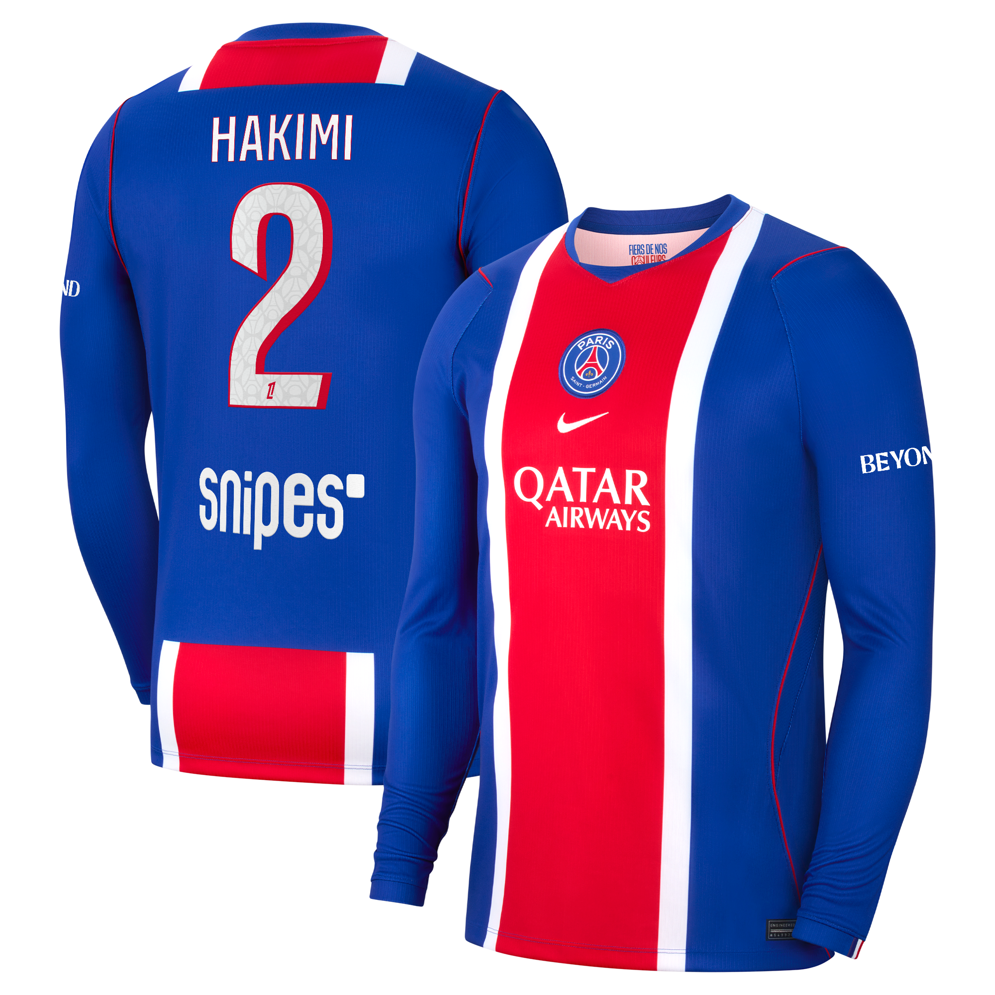 PSG Nike Home Stadium Long Sleeve Shirt 2026-27 with Hakimi 2 printing