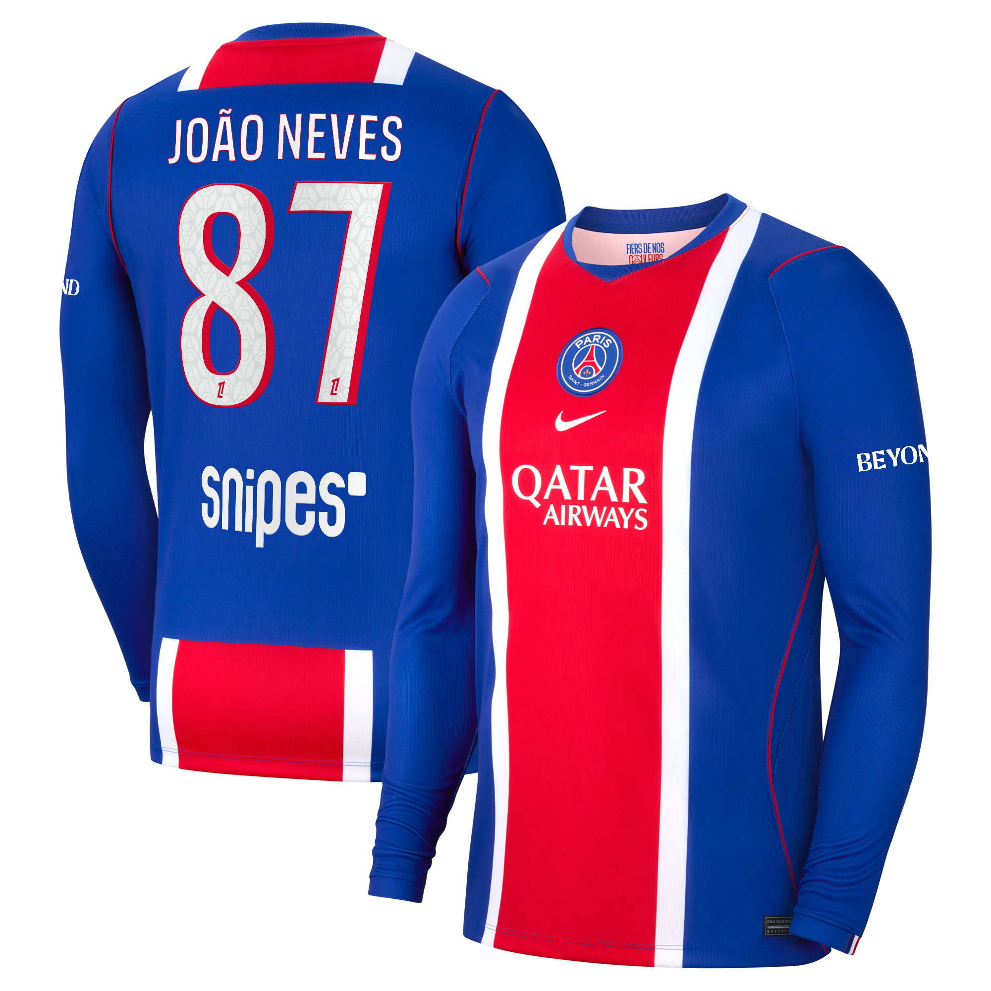Maillot Domicile Stadium PSG Nike 26/27 - Manches longues avec flocage João Neves 87
