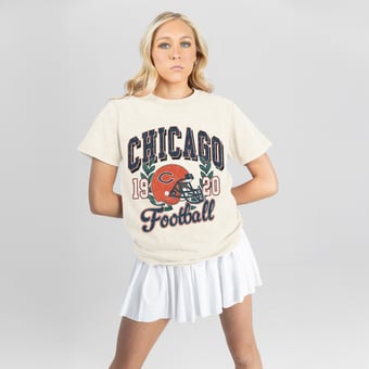 Women's Gameday Couture Natural Chicago Bears Raised on Victory T-Shirt