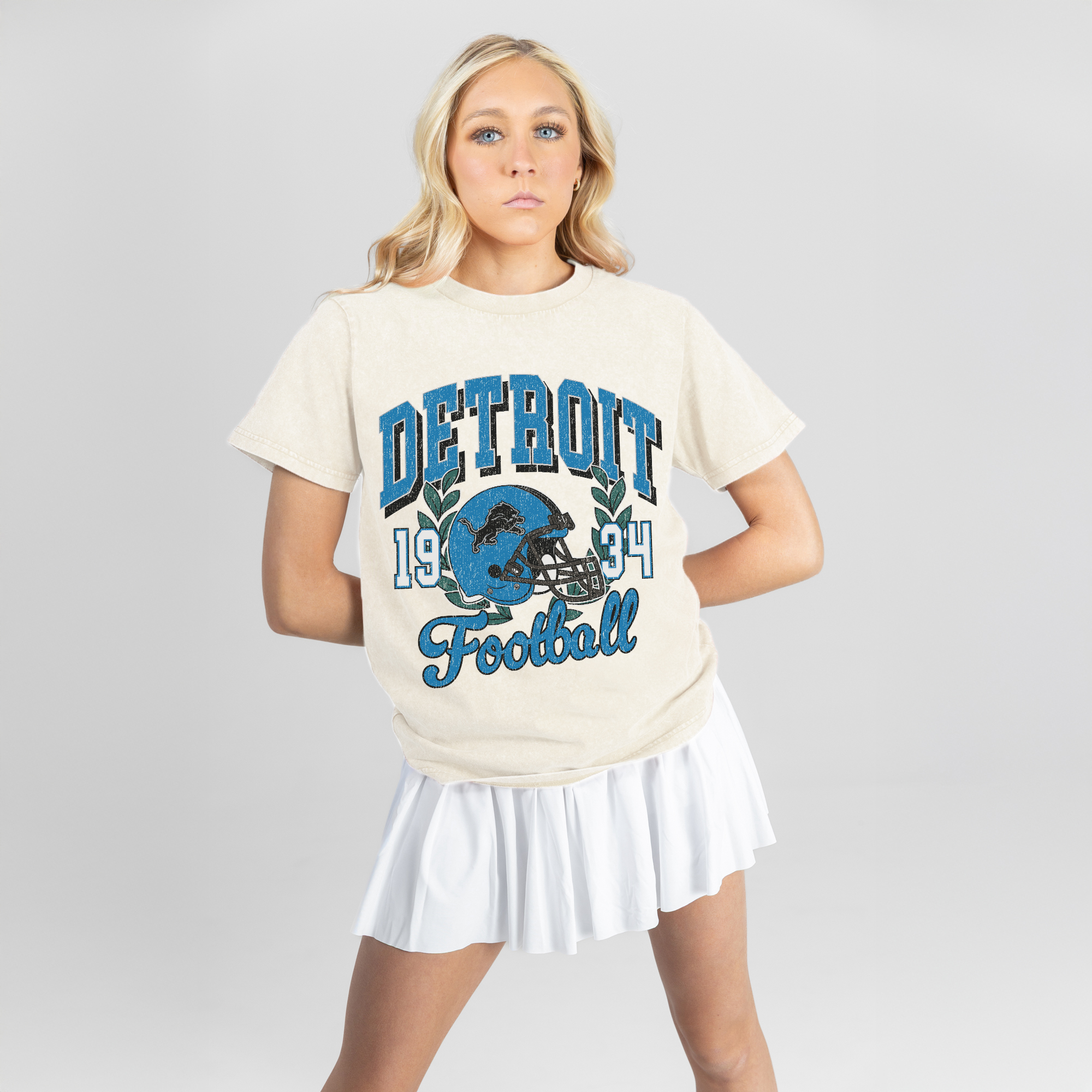 Women's Gameday Couture Natural Detroit Lions Raised on Victory T-Shirt