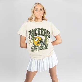 Women's Gameday Couture Natural Green Bay Packers Raised on Victory T-Shirt